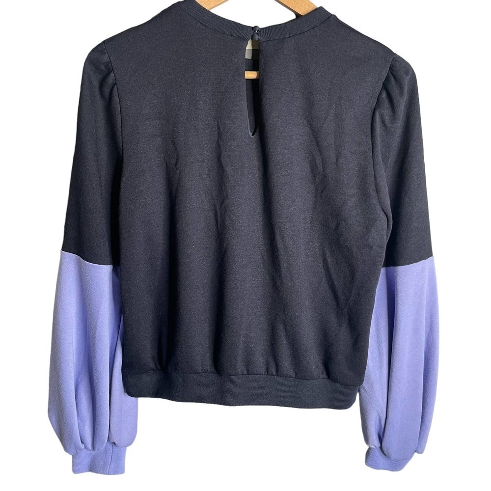 Pearl By Lela Rose Balloon Sleeve Sweater Black / Purple Size S - Picture 2 of 4